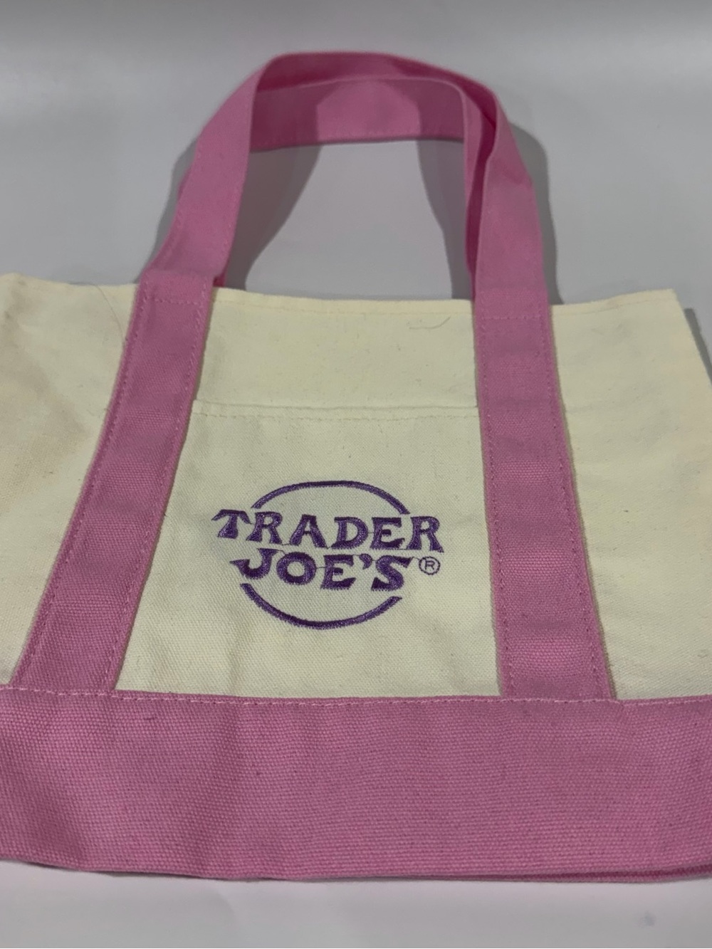 Trader Joe's Canvas Tote Set - Pink, Mint, Lavender Trim - Picture 2 of 6